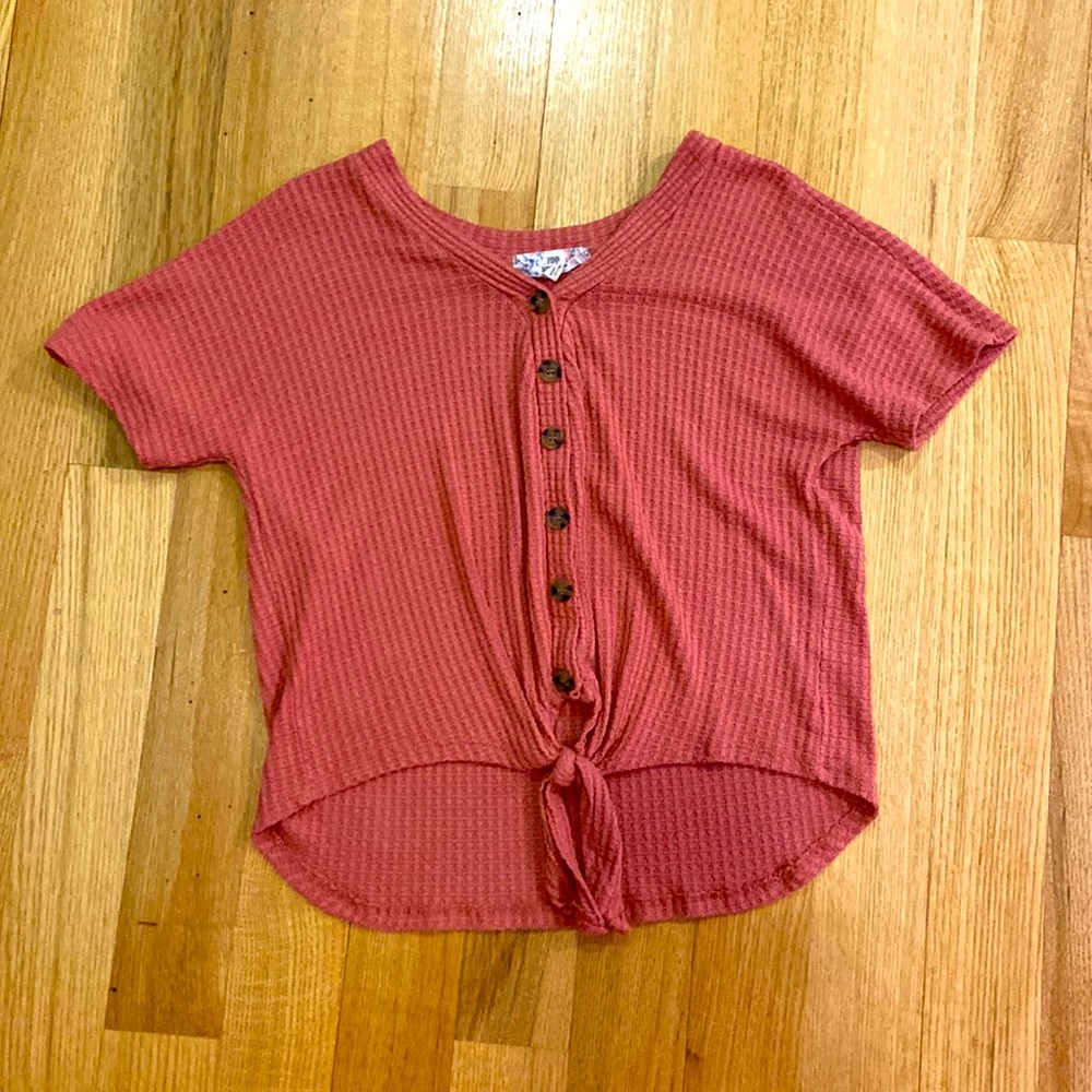 Pink republic T-shirt with button Down with Tie Hem - Small